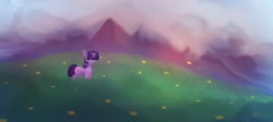 Size: 2223x1000 | Tagged: safe, artist:delta hronum, twilight sparkle, pony, unicorn, g4, beautiful, mountain, scenery, solo, unicorn twilight