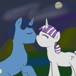 Size: 1024x1024 | Tagged: safe, artist:wrath-marionphauna, night light, twilight velvet, pony, unicorn, g4, couple, eyes closed, female, kissing, male, mare, ship:nightvelvet, shipping, stallion, straight