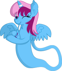 Size: 6109x7026 | Tagged: safe, artist:cyanlightning, oc, oc only, oc:parcly taxel, alicorn, genie, genie pony, pony, albumin flask, .svg available, absurd resolution, bottle, female, floating, holding, mare, one eye closed, simple background, solo, transparent background, vector, wings, wink