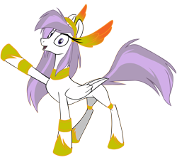 Size: 7600x6839 | Tagged: safe, artist:laszlvfx, oc, oc only, oc:athena (shawn keller), pegasus, pony, guardians of pondonia, absurd resolution, concave belly, female, looking at you, mare, open mouth, open smile, pegasus oc, raised hoof, simple background, slender, smiling, smiling at you, solo, thin, transparent background