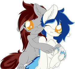 Size: 4070x3790 | Tagged: safe, artist:beigedraws, pegasus, pony, duo, high res, hug, simple background, transparent background