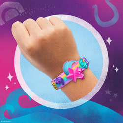 Size: 2000x2000 | Tagged: safe, g5, official, abstract background, high res, irl, photo, sunny starscout's cutie mark, toy, wristband