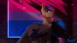 Size: 1920x1080 | Tagged: safe, artist:silentwulv, oc, oc only, oc:evening howler, pegasus, pony, bisexual pride flag, pride, pride flag, solo