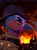 Size: 1500x2020 | Tagged: safe, artist:mrscroup, oc, oc only, oc:ceraon hattingh, griffon, equestria at war mod, ash, beak, bust, clothes, coat, cowboy hat, embers, fire, griffon oc, hat, male, military uniform, portrait, rubble, ruin, ruins, smoke, solo, uniform