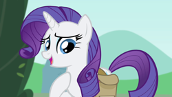 Size: 1920x1080 | Tagged: safe, screencap, rarity, pony, unicorn, g4, inspiration manifestation, bag, female, mare, open mouth, saddle bag, solo