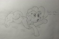 Size: 3700x2431 | Tagged: safe, artist:doodledonutart, pinkie pie, earth pony, pony, g4, atg 2021, high res, monochrome, newbie artist training grounds, solo, traditional art