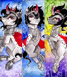 Size: 1924x2220 | Tagged: safe, artist:lailyren, king sombra, pony, unicorn, g4, bookmark, cape, clothes, crown, crystal, jewelry, looking at you, male, regalia, solo, stallion, traditional art