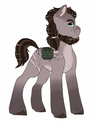 Size: 1393x1848 | Tagged: safe, artist:moccabliss, oc, oc only, pony, magical gay spawn, male, offspring, parent:big macintosh, parent:rockhoof, parents:rockmac, scar, simple background, solo, stallion, unshorn fetlocks, white background