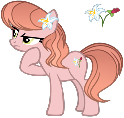 Size: 1236x1180 | Tagged: safe, artist:dayspringsentryyt, oc, oc only, earth pony, pony, female, magical lesbian spawn, mare, offspring, parent:lily valley, parent:roseluck, parents:roselily, simple background, solo, transparent background