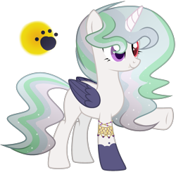 Size: 1835x1796 | Tagged: safe, artist:dayspringsentryyt, oc, oc only, alicorn, hybrid, pony, colored wings, female, interspecies offspring, jewelry, mare, offspring, parent:discord, parent:princess celestia, parents:dislestia, simple background, solo, transparent background, wings