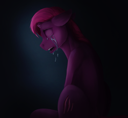 Size: 1871x1730 | Tagged: safe, artist:tenebrisnoctus, tempest shadow, pony, unicorn, g4, atg 2021, broken horn, crying, eyes closed, female, horn, newbie artist training grounds, open mouth, sad, scar, solo