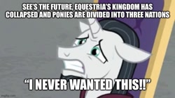 Size: 665x375 | Tagged: safe, edit, edited screencap, screencap, chancellor neighsay, pony, unicorn, g4, g5, school raze, spoiler:g5, caption, g5 collapse of equestria, image macro, male, stallion, text