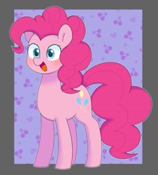 Size: 1593x1760 | Tagged: safe, artist:ch-chau, pinkie pie, earth pony, pony, g4, blushing, cute, diapinkes, happy, open mouth, simple background, smiling, solo