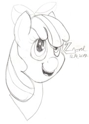 Size: 751x1037 | Tagged: safe, artist:equalizerthepegasus, apple bloom, earth pony, pony, g4, female, filly, sketch, solo