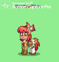 Size: 450x477 | Tagged: safe, earth pony, pony, pony town, bag, female, kaede akino, magia record, mare, obtrusive watermark, ponified, puella magi madoka magica, smiling, solo, soul gem, watermark