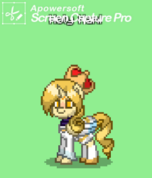 Size: 391x457 | Tagged: safe, alicorn, pony, pony town, clothes, crown, dress, female, holy mami, jewelry, magia record, magical girl, mami tomoe, mare, obtrusive watermark, ponified, puella magi madoka magica, regalia, solo, soul gem, watermark