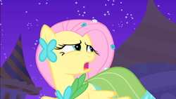 Size: 1920x1080 | Tagged: safe, screencap, fluttershy, pegasus, pony, g4, the best night ever, clothes, dress, female, gala dress, mare, solo