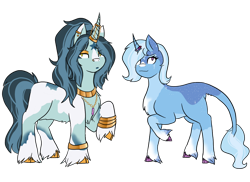 Size: 1024x747 | Tagged: safe, artist:sadtvprince, trixie, oc, classical unicorn, pony, unicorn, g4, cloven hooves, female, half-siblings, horn, horn ring, leonine tail, offspring, parent:jack pot, ring, siblings, simple background, sisters, transparent background, unshorn fetlocks