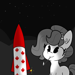 Size: 3000x3000 | Tagged: safe, artist:tjpones, oc, oc only, oc:brownie bun, earth pony, pony, canada day, female, fireworks, high res, mare, match, monochrome, mouth hold, partial color, solo, this will end in explosions, this will end in fire, this will end in tears, this will not end well
