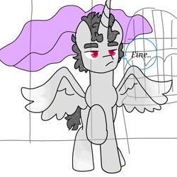 Size: 1080x1080 | Tagged: safe, artist:t.w.magicsparkel.9, oc, oc only, alicorn, pony, alicorn oc, comic, frown, horn, male, raised hoof, solo, stallion, talking, unamused, wings