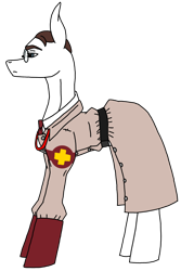 Size: 2230x3112 | Tagged: safe, artist:agdapl, earth pony, pony, clothes, crossover, glasses, high res, male, medic, medic (tf2), simple background, species swap, stallion, team fortress 2, transparent background