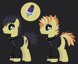 Size: 682x565 | Tagged: safe, artist:somecoconut, oc, oc only, oc:elusive branch, earth pony, pony, black background, clothes, earth pony oc, goth, makeup, male, mohawk, nose piercing, offspring, parent:tree hugger, parent:zephyr breeze, parents:zephyrhugger, piercing, simple background, solo, stallion