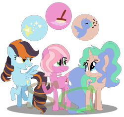 Size: 809x763 | Tagged: safe, artist:somecoconut, oc, oc only, oc:soft spoken, oc:stained fabric, oc:star symphony, earth pony, pegasus, pony, unicorn, base used, earth pony oc, eyelashes, female, filly, grin, horn, looking back, magical lesbian spawn, mare, offspring, parent:coloratura, parent:octavia melody, parent:songbird serenade, parent:suri polomare, parent:svengallop, parent:vinyl scratch, parents:scratchtavia, parents:surigallop, pegasus oc, simple background, smiling, transparent background, unicorn oc, wings