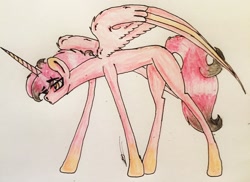 Size: 2417x1759 | Tagged: safe, artist:beamybutt, oc, oc only, alicorn, pony, alicorn oc, eyelashes, female, horn, mare, signature, traditional art, wings