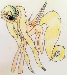 Size: 2319x2611 | Tagged: safe, artist:beamybutt, oc, oc only, pegasus, pony, earmuffs, eyelashes, female, high res, mare, pegasus oc, signature, smiling, traditional art, wings