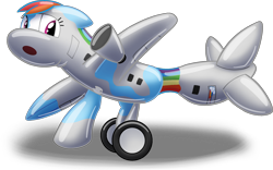 Size: 2112x1315 | Tagged: safe, artist:bladedragoon7575, rainbow dash, inflatable pony, original species, pegasus, pony, pooltoy pony, g4, :o, air nozzle, airplane dash, commission, floppy ears, inanimate tf, inflatable, looking back, open mouth, plane, planeified, rubber, simple background, solo, species swap, surprised, transformation, transformation sequence, transparent background