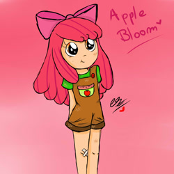 Size: 1133x1133 | Tagged: safe, artist:simpaticasx2, apple bloom, human, g4, :t, adorabloom, cute, humanized, solo