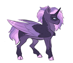 Size: 3020x2601 | Tagged: safe, artist:venommocity, oc, oc only, oc:cassiopeia, alicorn, pony, alicorn oc, cloven hooves, high res, horn, magical lesbian spawn, offspring, parent:tempest shadow, parent:twilight sparkle, solo, wings