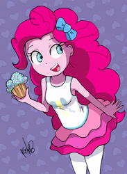 Size: 1724x2354 | Tagged: safe, artist:kalipoart, pinkie pie, equestria girls, equestria girls series, g4, cupcake, cute, diapinkes, female, food, high res, open mouth, solo