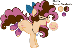 Size: 1938x1338 | Tagged: safe, artist:cheekycheesefan101, oc, oc only, oc:cherry peanut, earth pony, pony, female, mare, offspring, parent:cheese sandwich, parent:pinkie pie, parents:cheesepie, simple background, solo, transparent background