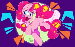 Size: 1200x757 | Tagged: safe, artist:wutanimations, pinkie pie, earth pony, pony, g4, cute, diapinkes, female, happy, mare, open mouth, ponk, simple background, smiling, solo