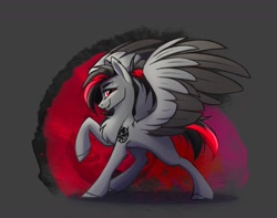 Size: 1280x1010 | Tagged: safe, artist:alrumoon_art, oc, oc only, pegasus, pony, abstract background, chest fluff, raised hoof, solo