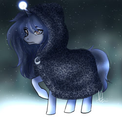 Size: 1100x1054 | Tagged: safe, artist:royalroyale, oc, oc only, pony, unicorn, cloak, clothes, glowing horn, horn, raised hoof, signature, unicorn oc