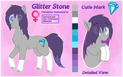 Size: 6325x3951 | Tagged: safe, artist:autumnsfur, oc, oc only, oc:glitter stone, earth pony, pony, bust, chest fluff, cutie mark, duo, earth pony oc, eye clipping through hair, female, mare, ponysona, raised hoof, reference sheet