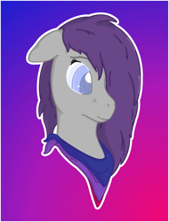 Size: 2595x3407 | Tagged: safe, alternate version, artist:autumnsfur, oc, oc only, oc:glitter stone, earth pony, pony, abstract background, bisexual pride flag, blushing, bust, earth pony oc, female, hair over one eye, high res, mare, neckerchief, ponysona, pride, pride flag