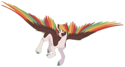 Size: 5388x2898 | Tagged: safe, artist:nocti-draws, oc, oc only, pegasus, pony, colored wings, countershading, fit, large wings, multicolored wings, muscles, rainbow wings, slender, solo, sternocleidomastoid, thin, wings