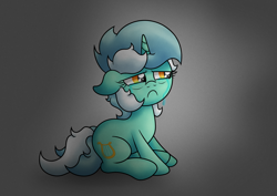 Size: 3351x2378 | Tagged: safe, artist:background basset, lyra heartstrings, pony, unicorn, g4, :c, crying, frown, gray background, high res, sad, simple background, sitting, solo