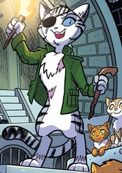 Size: 579x823 | Tagged: safe, artist:tonyfleecs, idw, chummer, abyssinian, cat, anthro, g4, season 10, spoiler:comic, spoiler:comic96, solo