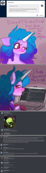 Size: 1280x4761 | Tagged: safe, artist:axollungz, izzy moonbow, pony, unicorn, g5, ask, computer, discord (program), female, implied discord, implied sunny starscout, laptop computer, mare, solo, tumblr