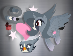 Size: 723x553 | Tagged: safe, artist:muhammad yunus, alicorn, bird, falcon, peregrine falcon, pony, angry birds, angry birds 2, crossover, duo, duo female, female, heart, mare, peale's falcon, ponified, rule 85, silver (angry birds), smiling, stars, teeth, wide eyes