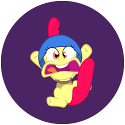 Size: 579x579 | Tagged: safe, artist:tardifice, apple bloom, earth pony, pony, g4, adorabloom, cute, falling, female, filly, helmet, open mouth, solo, volumetric mouth
