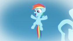 Size: 1280x720 | Tagged: safe, screencap, rainbow dash, pegasus, pony, g4, my little pony: friendship is magic, newbie dash, season 6, cute, dashabetes, female, filly, filly rainbow dash, flying, open mouth, smiling, solo, younger