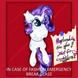 Size: 2500x2500 | Tagged: safe, artist:rurihal, rarity, pony, unicorn, g4, and then there's rarity, bronybait, cute, emergency glass, emergency pony, hair over one eye, high res, looking at you, raribetes, rurihal is try murder us