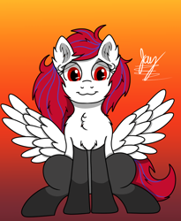 Size: 982x1200 | Tagged: safe, artist:jay_wackal, oc, oc only, oc:droplet rain, pegasus, pony, looking at you, sitting, solo