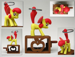 Size: 2272x1704 | Tagged: safe, artist:renegadecow, apple bloom, earth pony, pony, g4, automaton, craft, female, filly, loop-de-hoop, sculpture, solo, toy, woodwork
