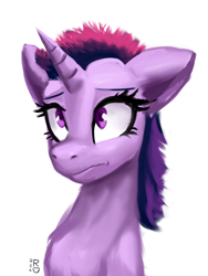 Size: 1536x2048 | Tagged: safe, artist:raphaeldavid, twilight sparkle, pony, g4, alternate hairstyle, simple background, solo, white background